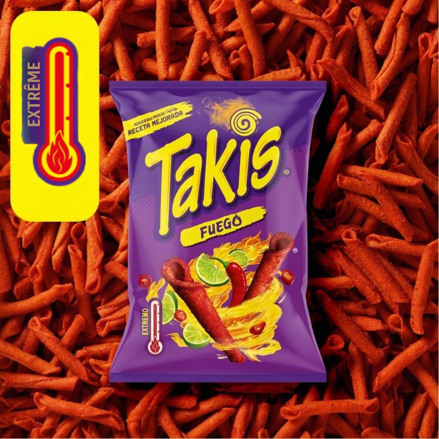 DERRIÈRE LE MIROIR Takis TAKIS - Chilli Corn & Lime Fuego Snack - 100g (Lot de 6) : Amazon
